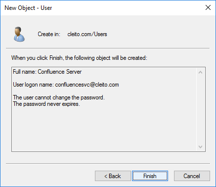 Confluence service account creation in AD - Step 4