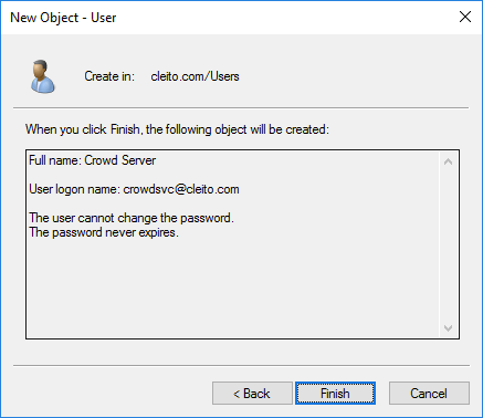 Crowd service account creation in AD - Step 4