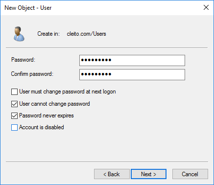 FishEye/Crucible service account creation in AD - Step 3