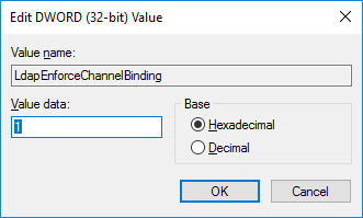 LdapEnforceChannelBinding DWORD entry - Active Directory Domain Controller