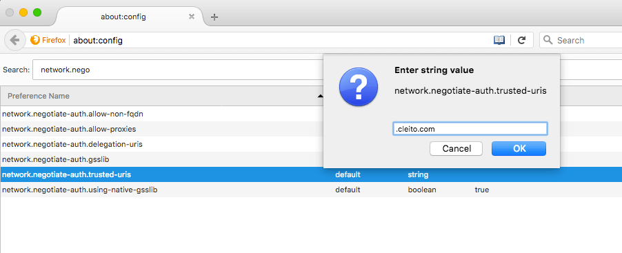 Firefox configuration on a Mac