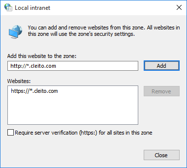 Internet Explorer configuration