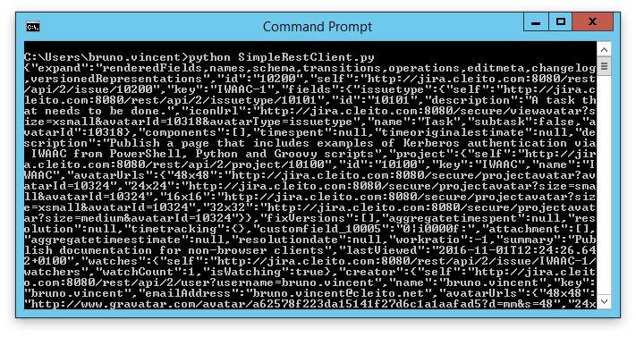 Execute Simple Python REST client with Kerberos authentication through IWAAC on Windows