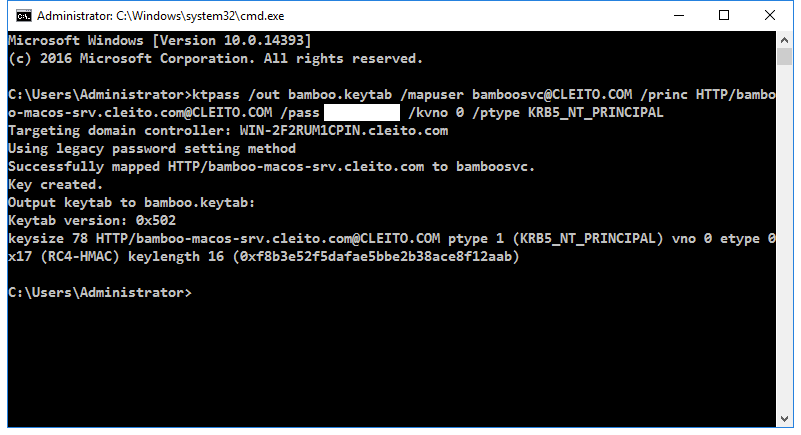 Keytab generation with ktpass