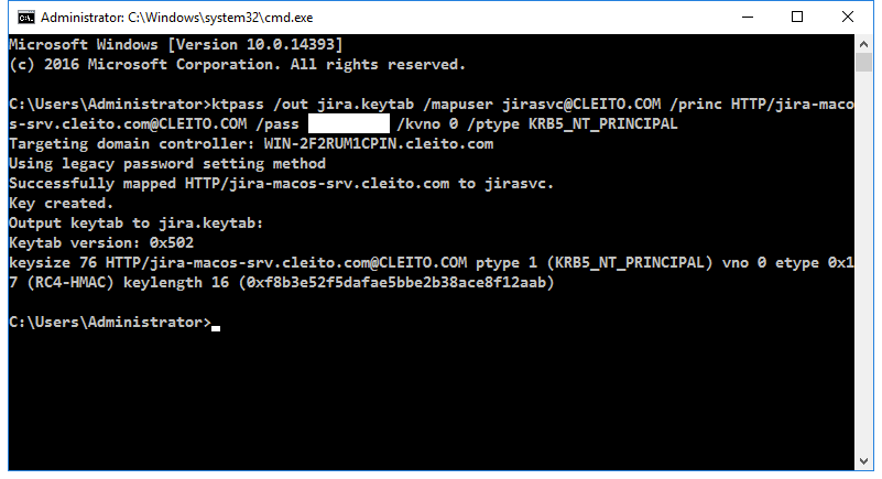 Keytab generation with ktpass