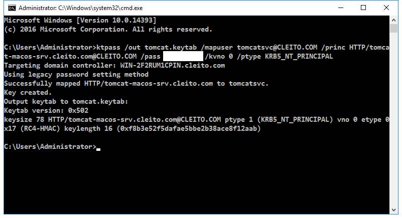Keytab generation with ktpass